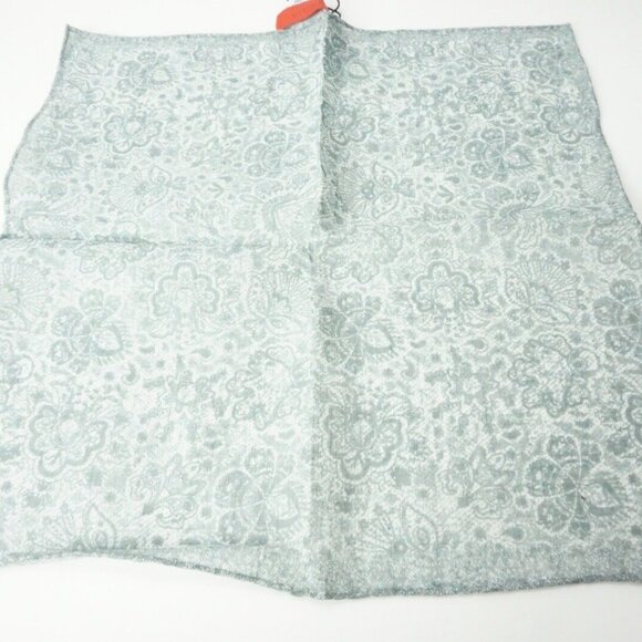 Isaia Gray Floral Paisley Linen Blend Pocket Square Italy New